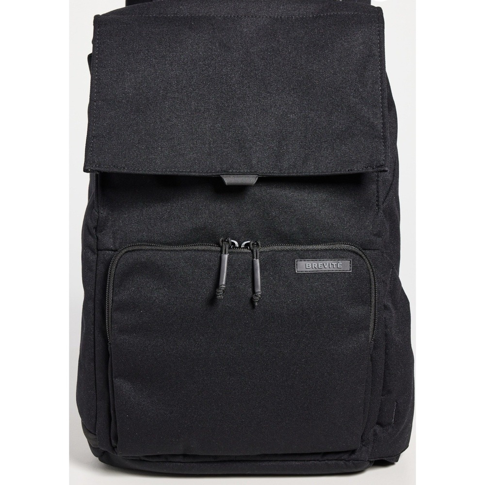 Brevite The Daily Backpack Polyester Canvas Triple Black Magnetic Snap NEW